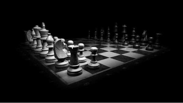A chessboard in shadows