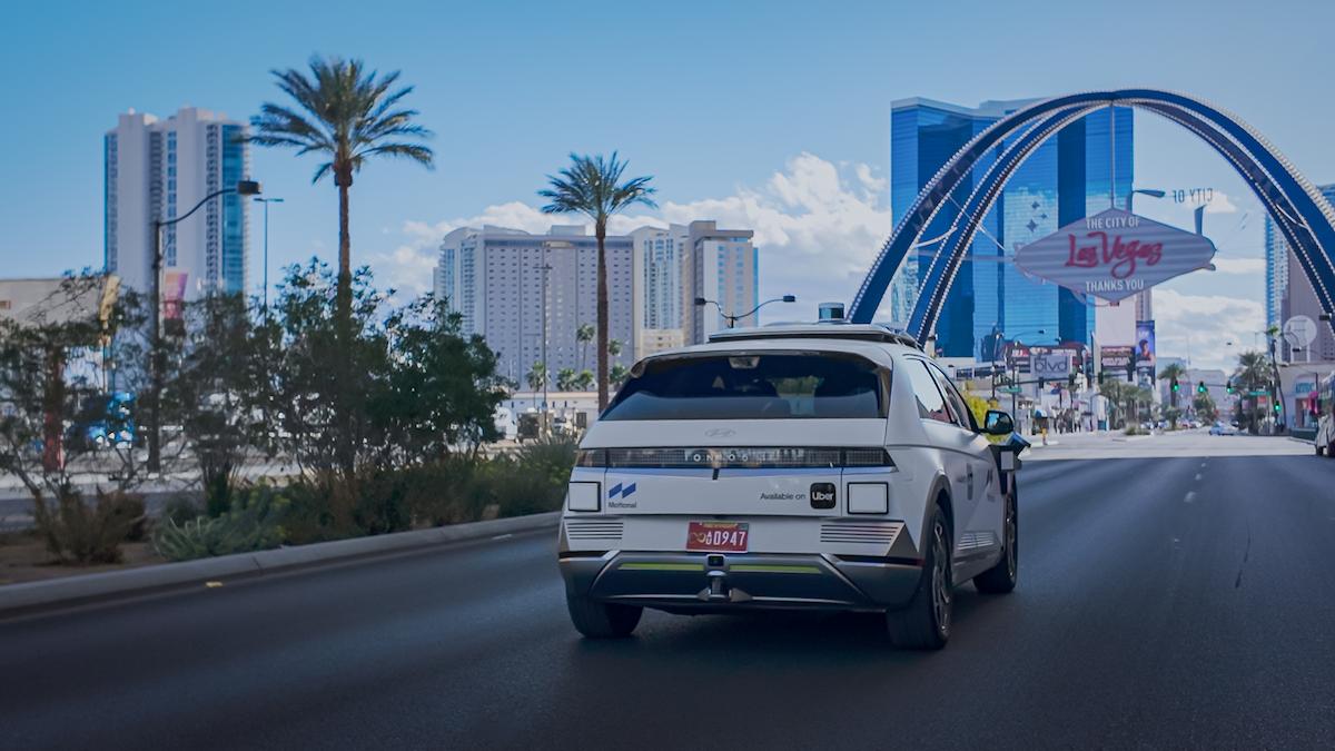 A Motional and Uber Robotaxi driving in Las Vegas