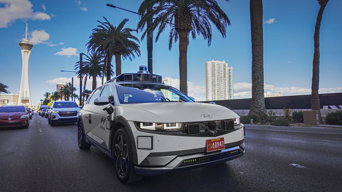 An Uber and Motional robotaxi driving in Las Vegas