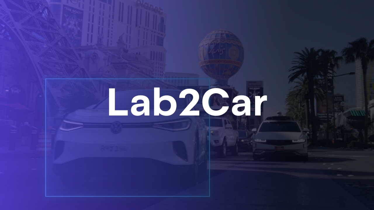 Purple gradient background with the word "Lab2Car"