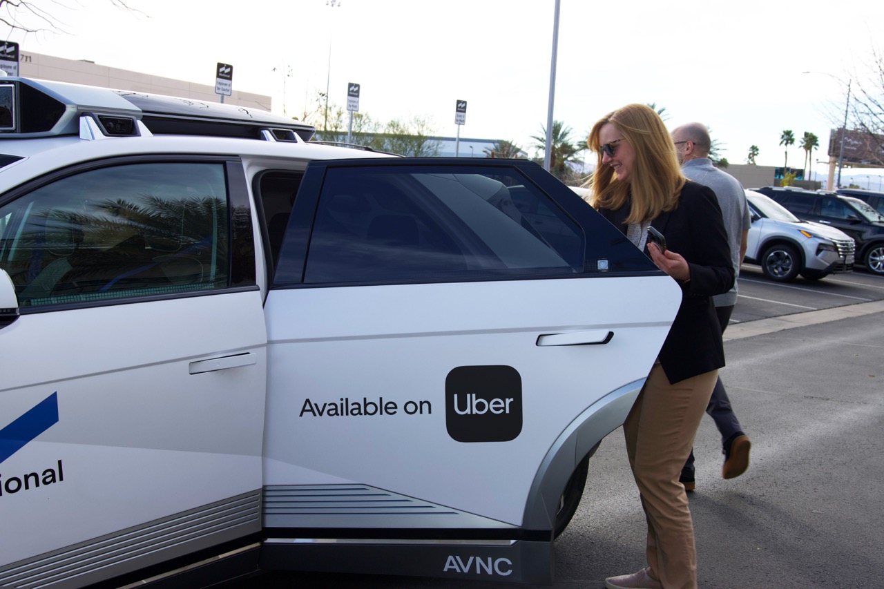 CEO Laura Major entering Motional robotaxi